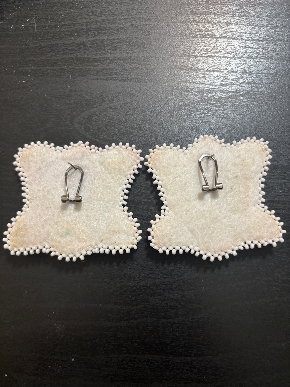 Authentic Indigenous Hand-Beaded Flat Stitch Floral Tulip Earrings - Picture 6 of 6